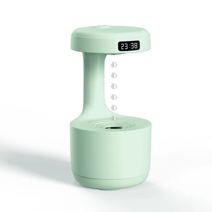 Yiwu Renfan mint green anti gravity air humidifier with floating water droplets LED display compact tabletop