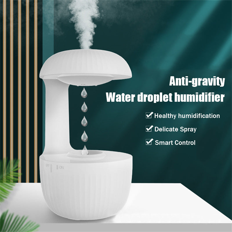 Anti gravity air humidifier white mushroom design with levitating water droplet mist