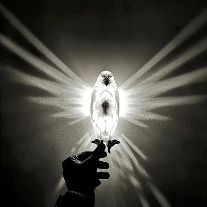 Hangzhou Jingqian modern bird wall lamp owl eagle shape white LED sconce casting feathered wing light pattern