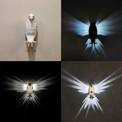 Hangzhou Jingqian modern bird wall lamp owl eagle shape with sculpted body and dramatic wing light projection
