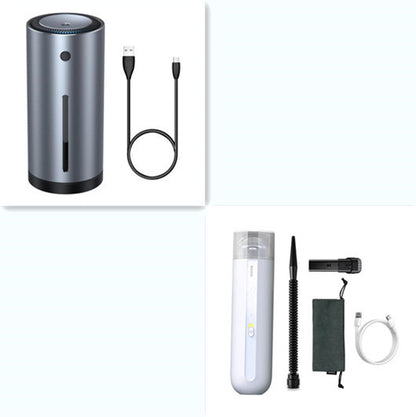 Wireless car vacuum cleaner kit with portable vacuum, USB charging cable, and cleaning accessories