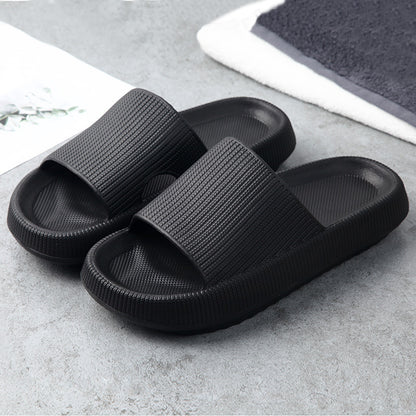 Black couple slippers by Hangzhou Jingqian comfortable indoor house slides with textured strap and cushioned sole