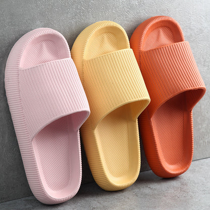 Hangzhou Jingqian couple slippers in pink yellow and orange comfortable indoor house slides