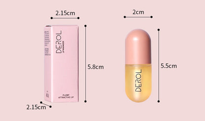 Yiwu Renfan Night Instant Volume Lip Plumper Oil with pink box and compact yellow bottle