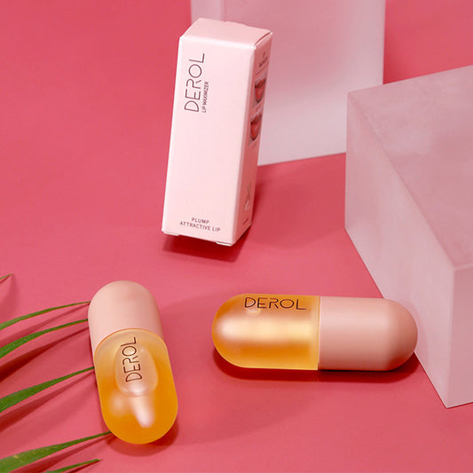 Yiwu Renfan Night Instant Volume Lip Plumper Oil in capsule-shaped container with pink and yellow design