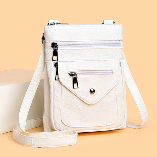 Yiwu Renfan white lightweight crossbody bag for women with multiple zippered pockets and adjustable strap