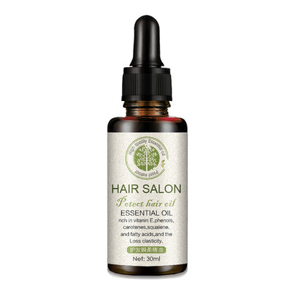 Yiwu Renfan hair care essential oil in a 30ml amber glass bottle with dropper for hair salon use
