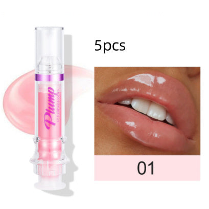 Hangzhou Jingqian New Tube Lip Rich Lip Color spicy lip plumper with glossy pink shade on lips