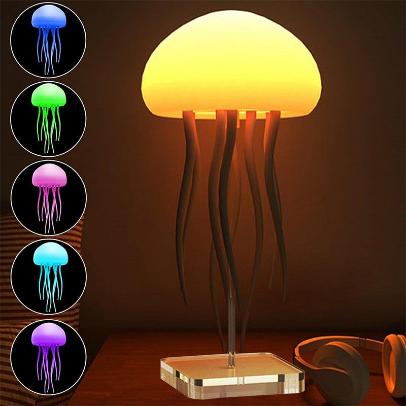 Colorful jellyfish lamp for desk with soothing light effect and flexible tentacles for a calming ambiance