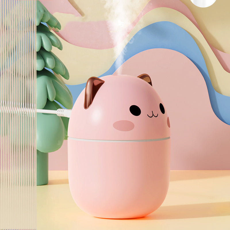 Hangzhou Jingqian cute cat air humidifier pink USB tabletop diffuser with smiling face and mist