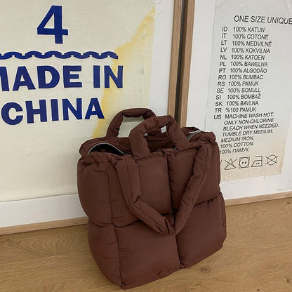 Brown large capacity padded tote bag with sturdy handles for everyday use