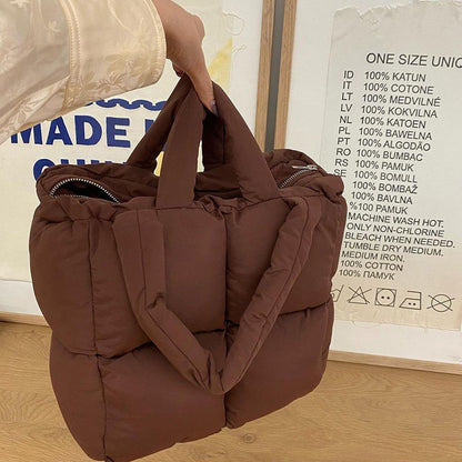 Brown large capacity padded tote bag with comfortable handles for everyday use