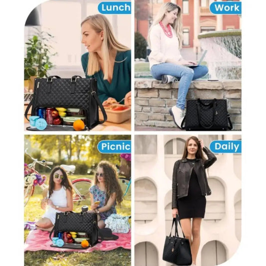 Hangzhou Jingqian leak-proof laptop tote bag shown as a lunch box and purse for work, picnic, and daily use
