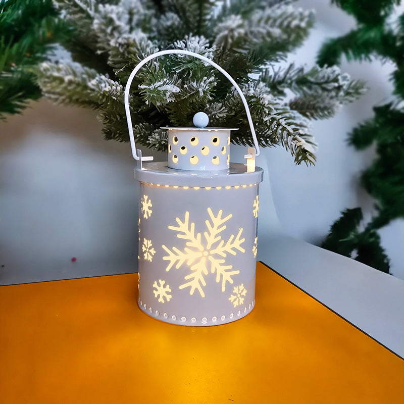 LED Christmas candle lanterns with snowflake design, perfect for holiday decorations and ambiance