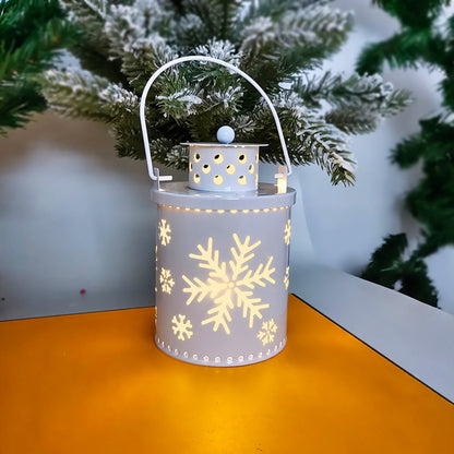 LED Christmas candle lanterns with snowflake design, perfect for holiday decorations and ambiance