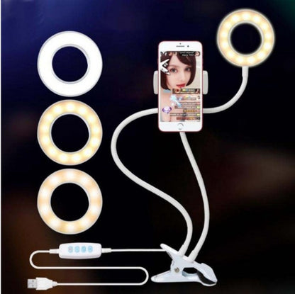 Hangzhou Jingqian LED selfie ring light with adjustable brightness and phone holder for live streaming
