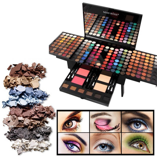Yiwu Renfan 180 color eyeshadow palette with blush set and piano-style case featuring vibrant shades