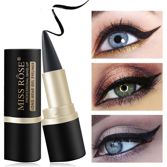 Hangzhou Jingqian waterproof black eyeliner with sharp tip and winged eyeliner examples on blue and green eyes