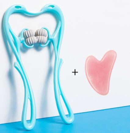 Hangzhou Jingqian multifunctional neck massage roller tool in blue with additional pink massage scraper