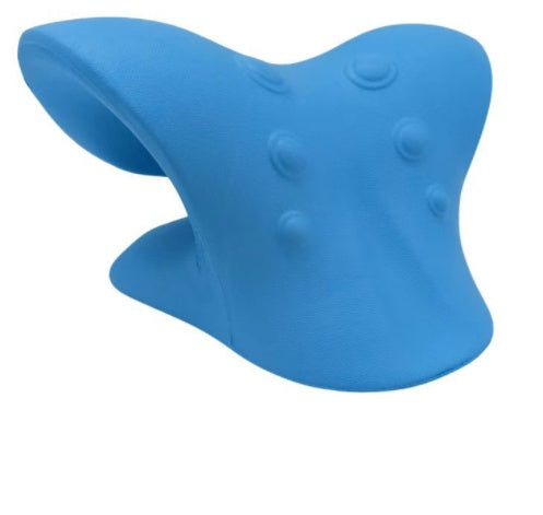 Blue multifunctional neck massage roller tool with six wheels for manual neck therapy