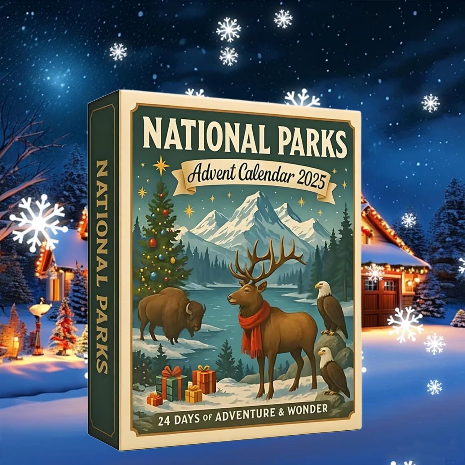 National Parks Advent Calendar 2025 featuring illustrations of wildlife and winter scenery