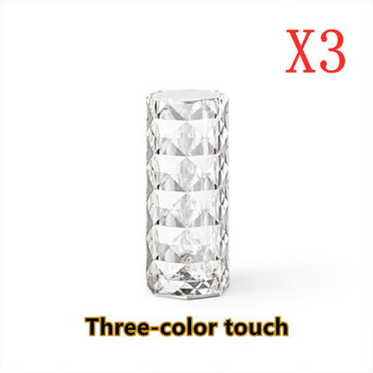 Nordic crystal lamp for bedroom with three-color touch and USB table lamp design by Yiwu Renfan