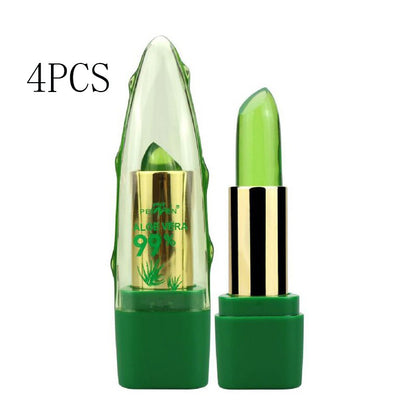 Yiwu Renfan aloe vera color changing lipstick gel with green aloe design and clear casing