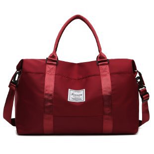 Box of Pandora red women's travel duffel bag with adjustable shoulder strap and durable handles