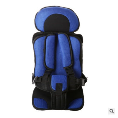 Box of Pandora portable baby car seat in blue and black with safety harness and cushioned support