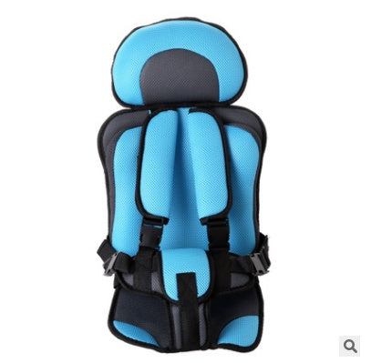 Box of Pandora portable baby car seat in blue and black with padded safety harness and head support