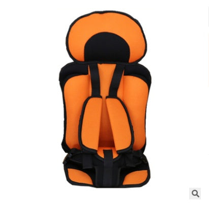 Box of Pandora portable baby car seat in orange and black with safety harness and cushioned support