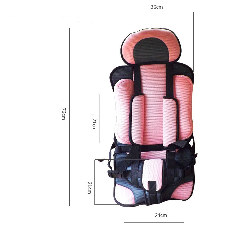 Box of Pandora portable baby car seat in pink and black with adjustable straps and size measurements