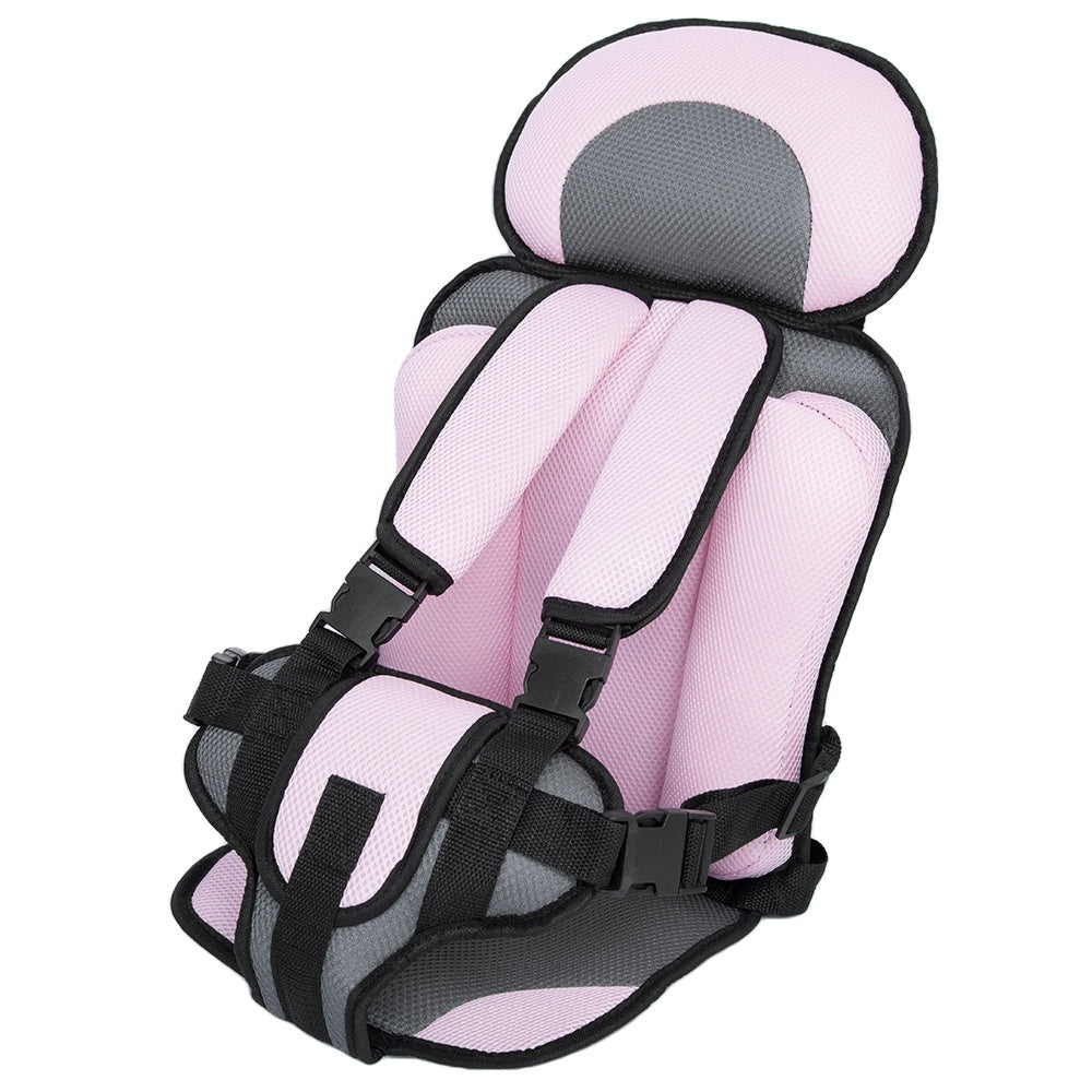 Box of Pandora pink and gray portable baby car seat with adjustable safety straps and cushioned support
