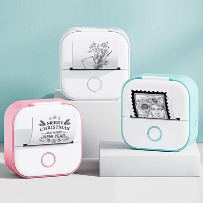 Hangzhou Jingqian portable mini label printer in white pink and teal printing decorative labels