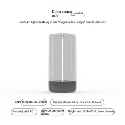 Rechargeable night lamp with Type-C portable night light in deep space ash color with warm yellow light
