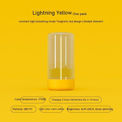 Lightning yellow rechargeable night lamp with Type-C, portable night light with warm yellow light and magnetic LED design
