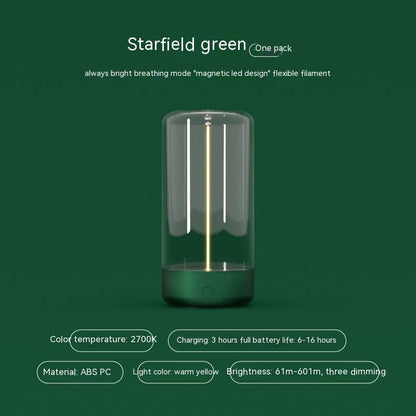 Rechargeable night lamp with Type-C featuring starfield green portable night light with warm yellow LED filament