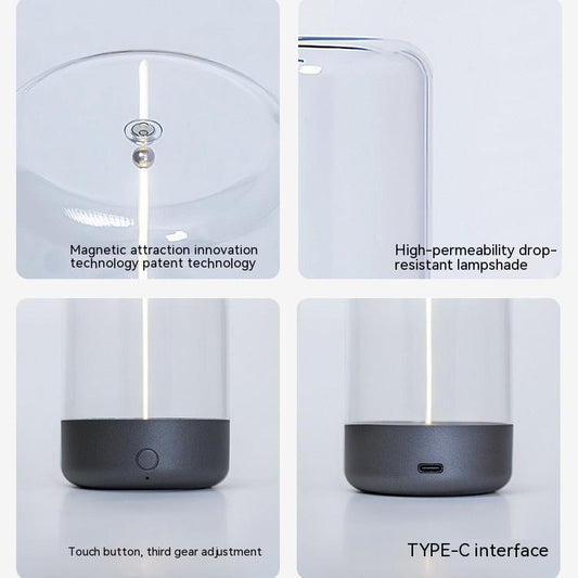 Portable rechargeable night lamp with Type-C interface featuring high transparency lampshade and touch button control