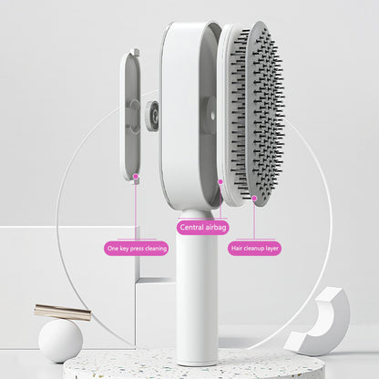 Yiwu Renfan self cleaning hair brush with airbag massage and one key press cleaning feature