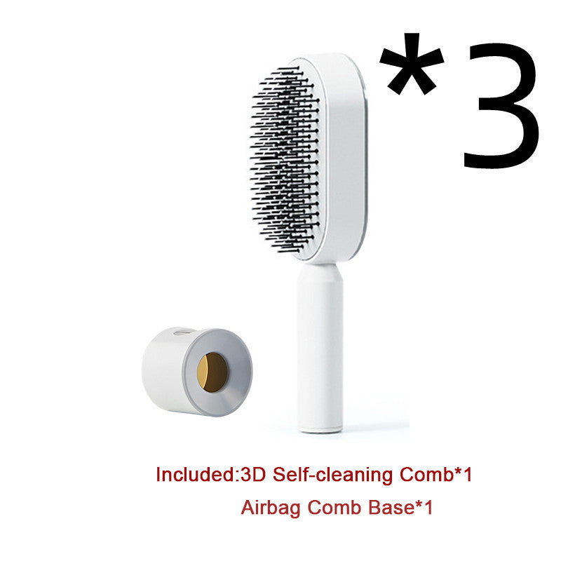 Yiwu Renfan self cleaning hair brush with 3D comb and airbag comb base for hair loss massage