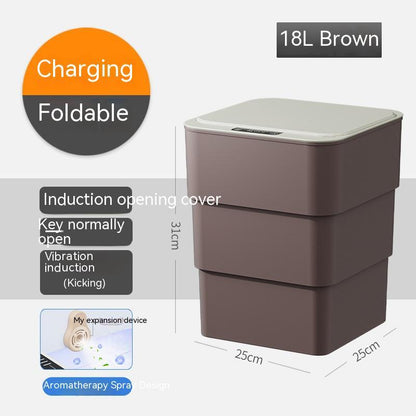 Yiwu Renfan smart trash bin for bathroom 18L brown foldable with induction opening and charging feature