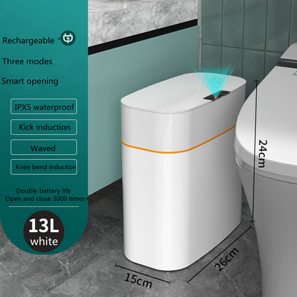 Yiwu Renfan smart trash bin for bathroom with 13L capacity white rechargeable waterproof design