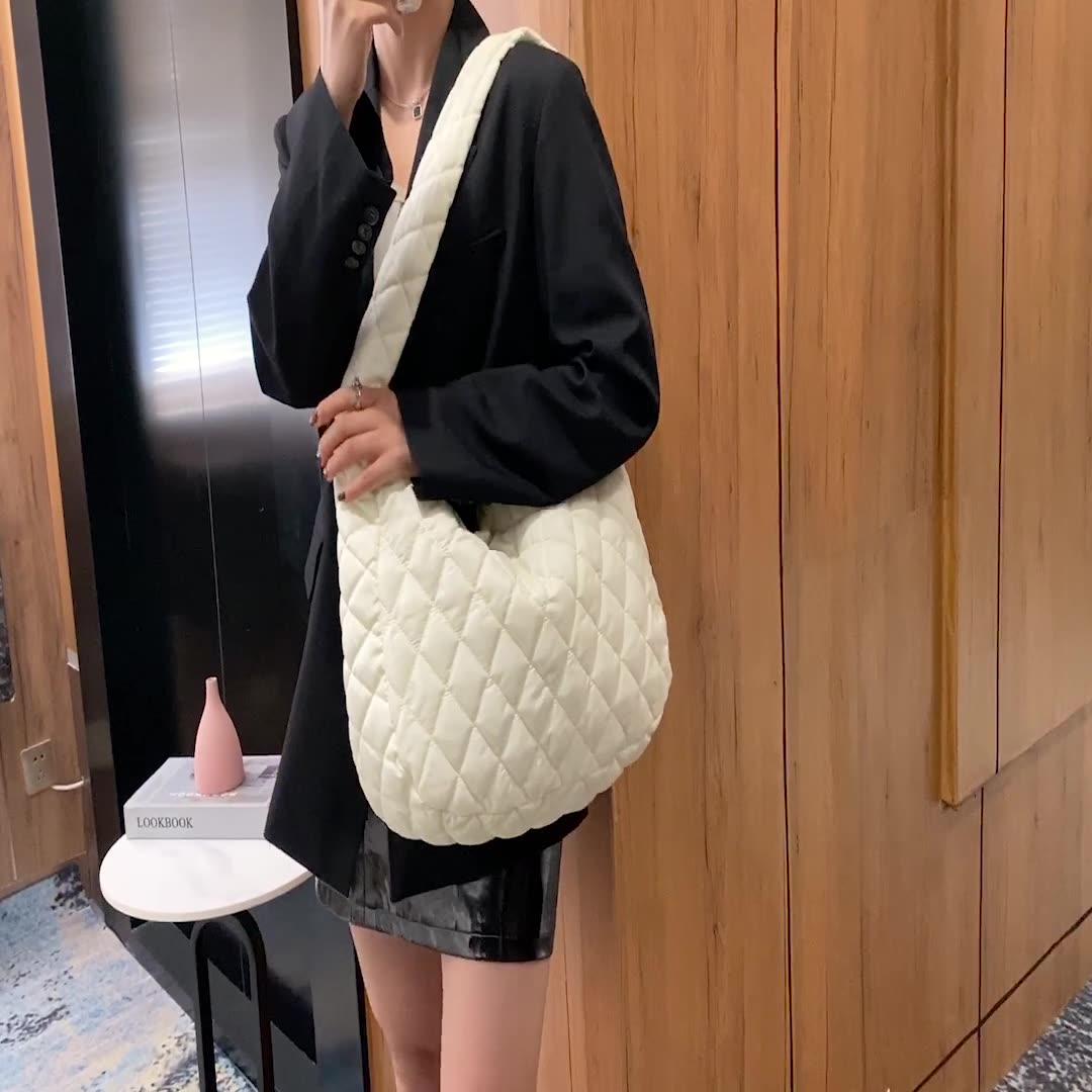 Stylish soft warm shoulder bag for women in cream color, perfect for casual outings and daily use