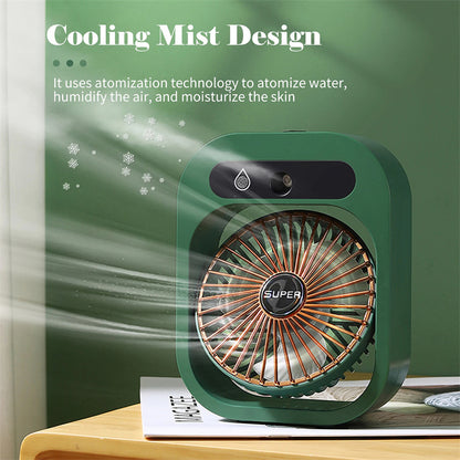 Hangzhou Jingqian green compact USB rechargeable desk fan with cooling mist function and adjustable airflow