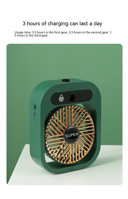 USB rechargeable desk fan green portable misting air conditioning desk fan with gold grille by Hangzhou Jingqian