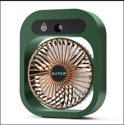 USB rechargeable desk fan compact green misting air conditioning fan with copper grille and touch controls