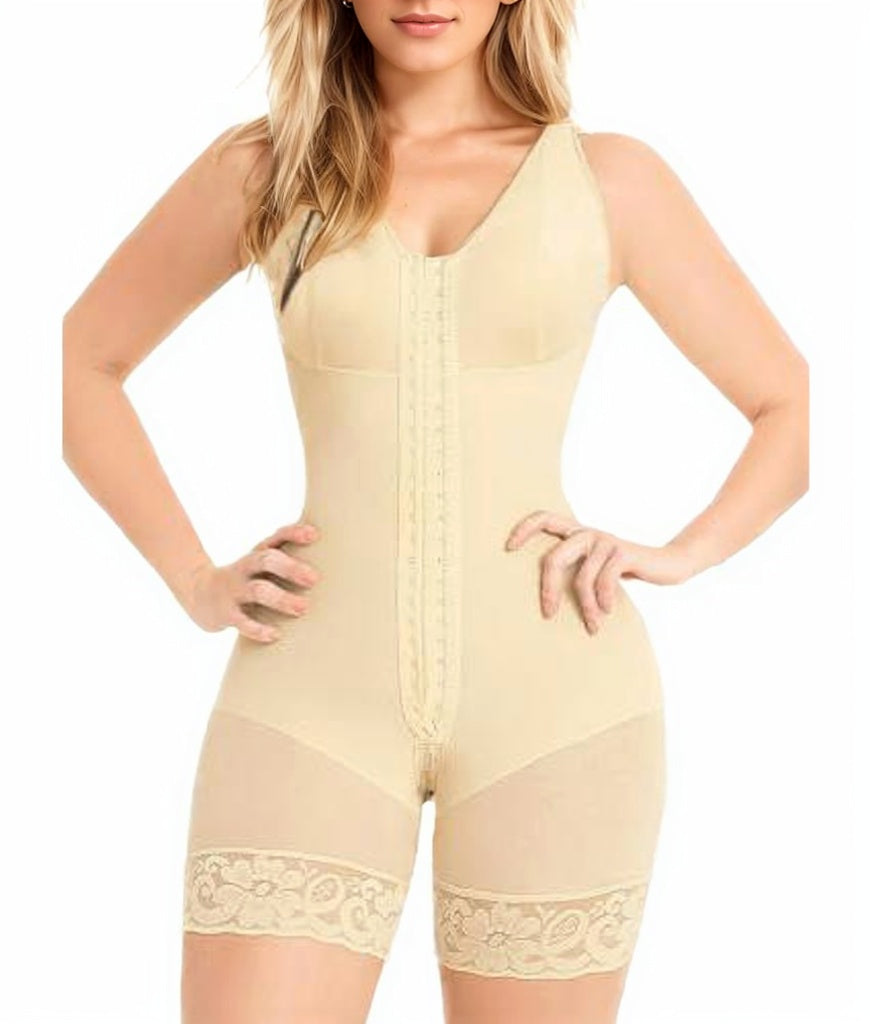 Women Tummy Control Full Body Shaper in Beige for Post Surgery Comfort and Support