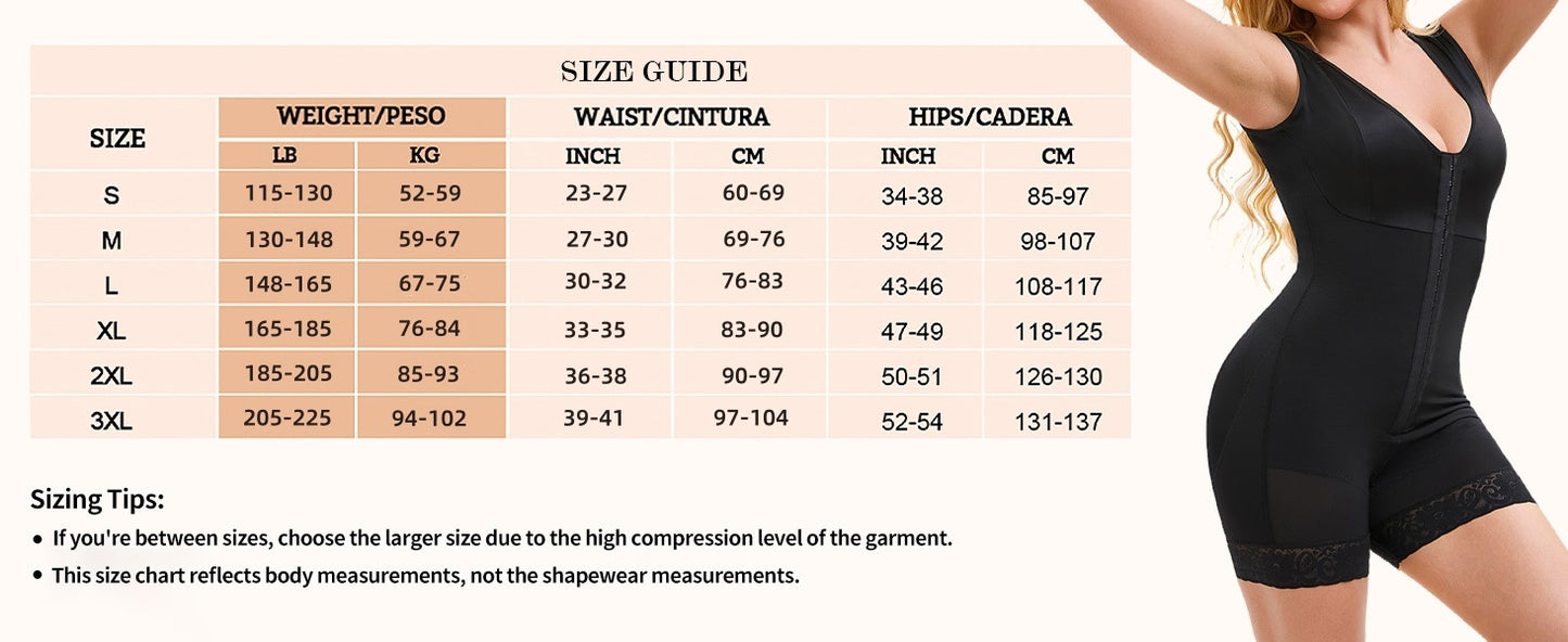 Xiamen Gently Approaching Women Tummy Control Full Body Shaper with Size Guide for Post Surgery Support