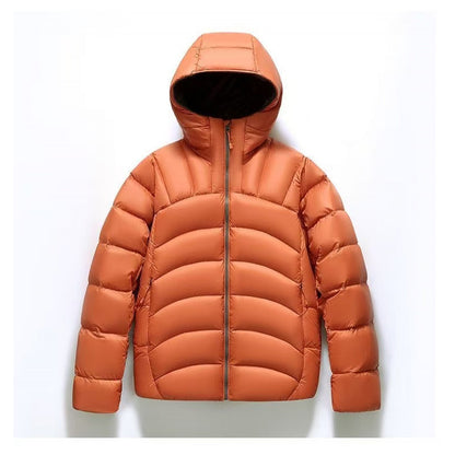 One Store Unisex Hooded Down Jacket in Orange with Padded Design for Warmth