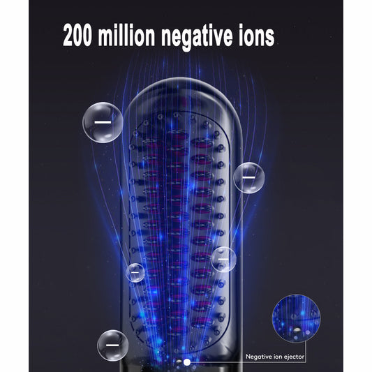 Wireless hair straightener brush with 200 million negative ions for smooth and frizz-free hair